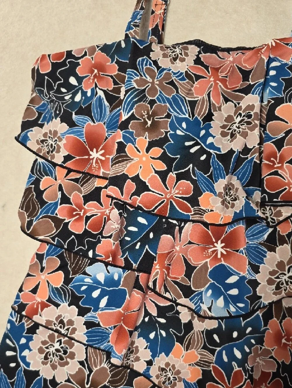 Fit 4 ur HIPS Floral Swim Suit Shorts Romper Blue, Coral, Brown Tropical - Picture 6 of 16